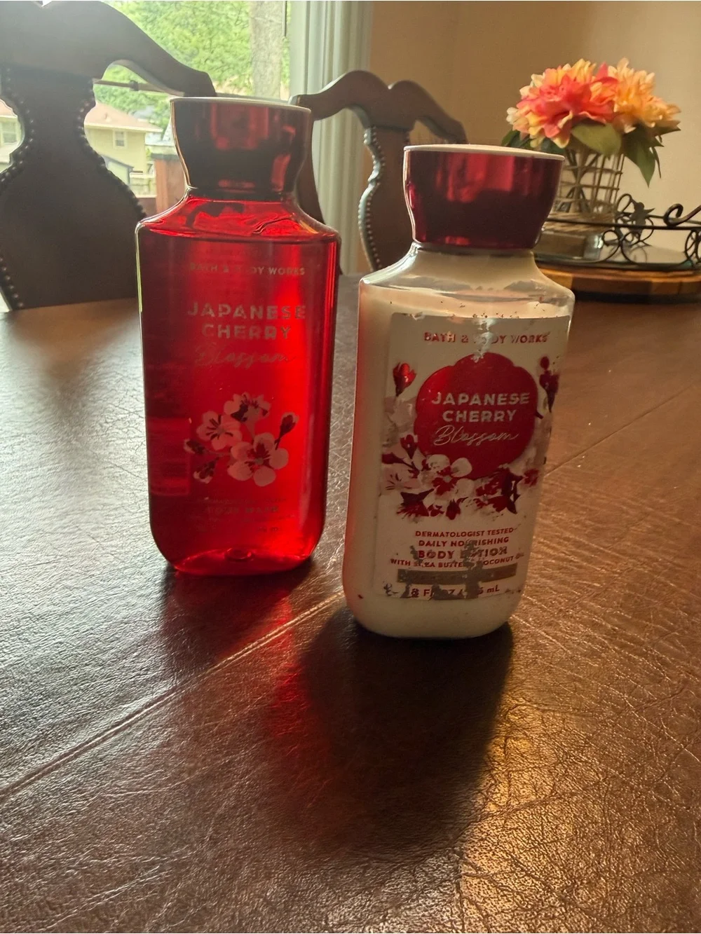 Bath & Body Works Japanese Cherry Blossom Scented Body Wash & Lotion - Red/White